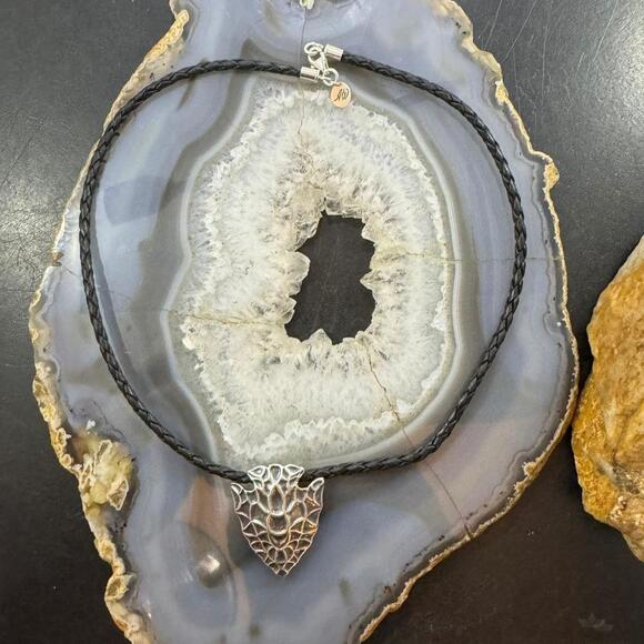 Carolyn Pollack Sterling Arrowhead Pendant with Black Braided Leather Necklace - Picture 2 of 10
